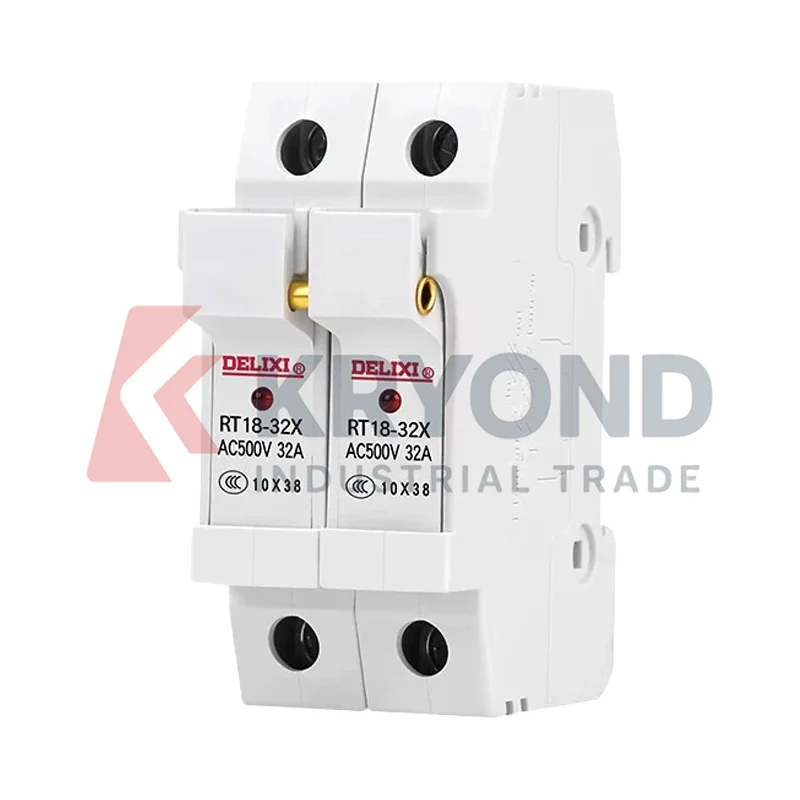 DELIXI RT18-32X RT18-63X Fuse Holder Base DIN Rail Mount Low Voltage Electrical Protection for Distribution Cabinet 1P 2P 3P 4P