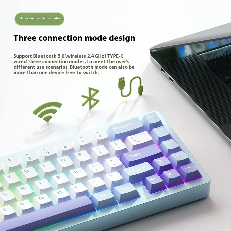 Imagem -04 - Teclado Mecânico sem Fio Bluetooth Três Modos Junta Rgb Alumínio Teclados Personalizados Acessórios Gamer Weikav-lucky65