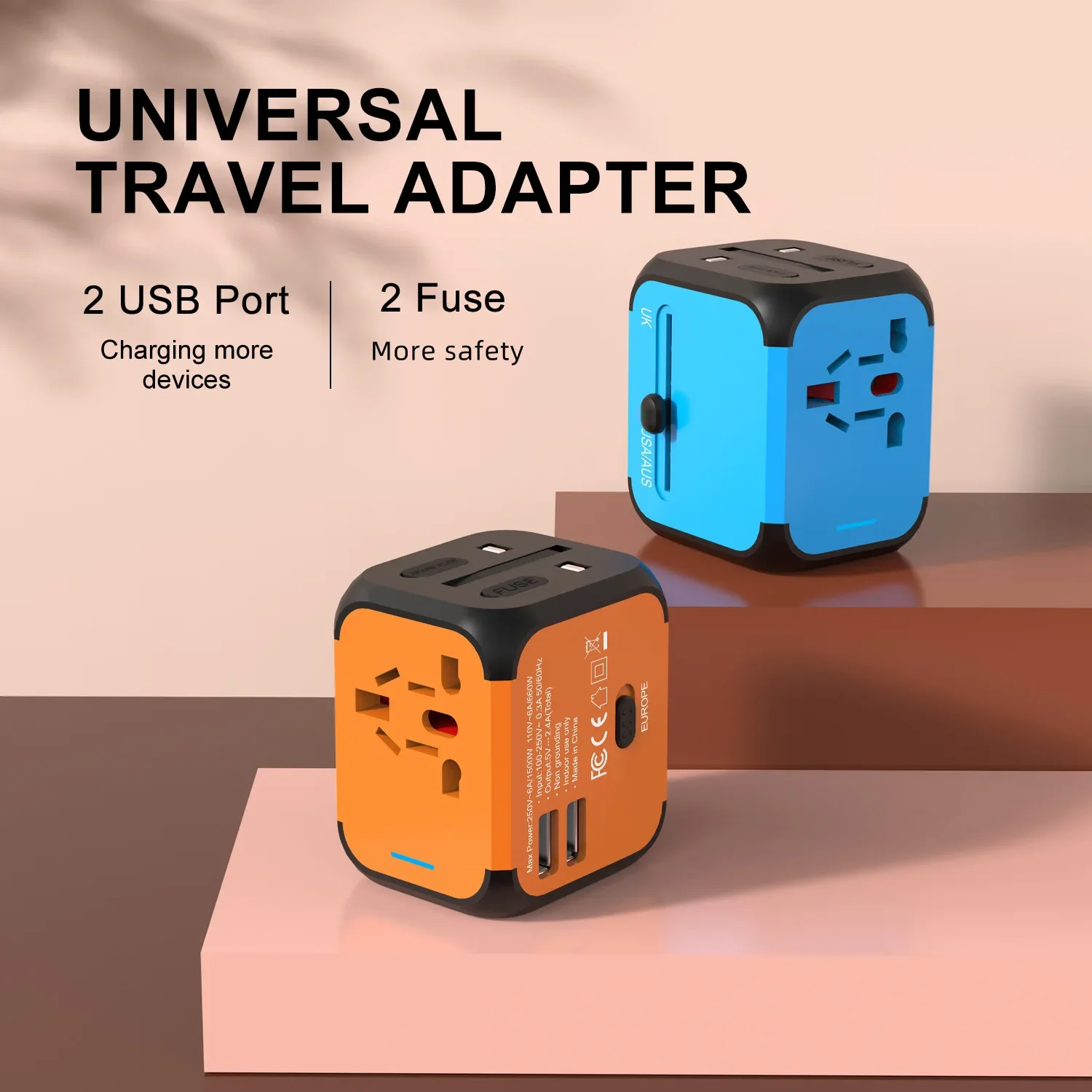 Travel charger Multifunctional charging seat 2USB adapter socket Global pass plug British standard UK  EU AU US standard