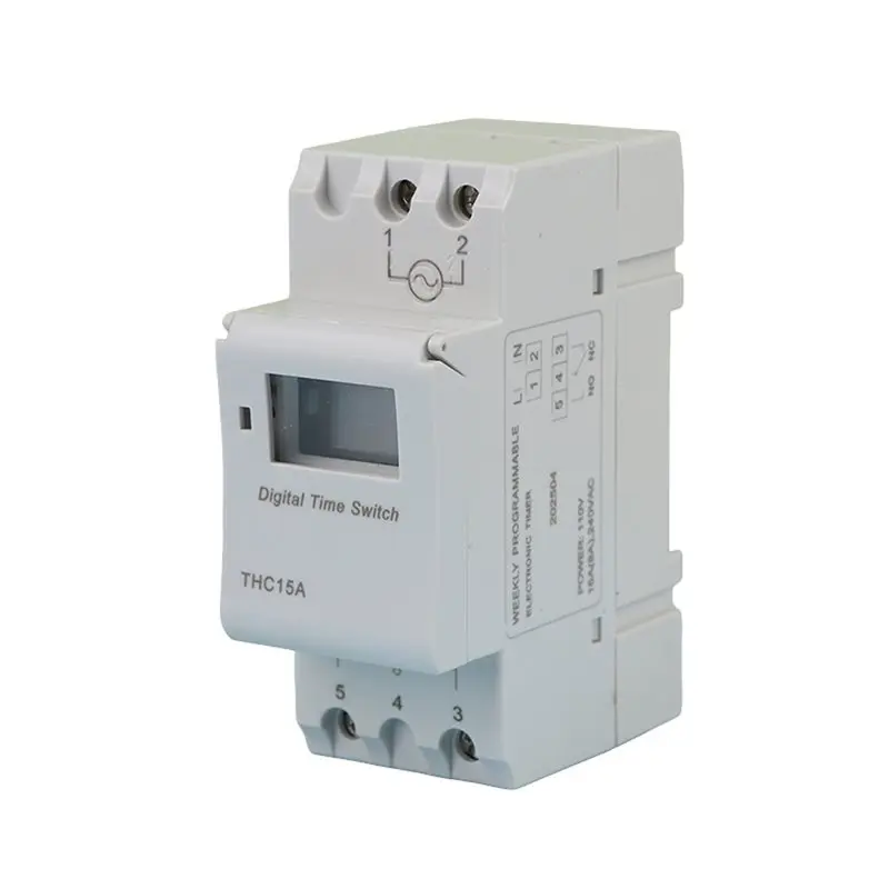 ABXF-Din Rail Electronic Timer, 110V, 7 Days Digital Programmable, Switch Relay Control, 8A To 16A, 1Pc Model:THC15A