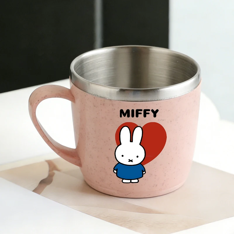 

Miffy Stainless Steel Water Cups Anime Rabbit Coffee Milk Mugs Cartoon Home Toothbrush Drinking Cup Boys Girls Birthday Gift New