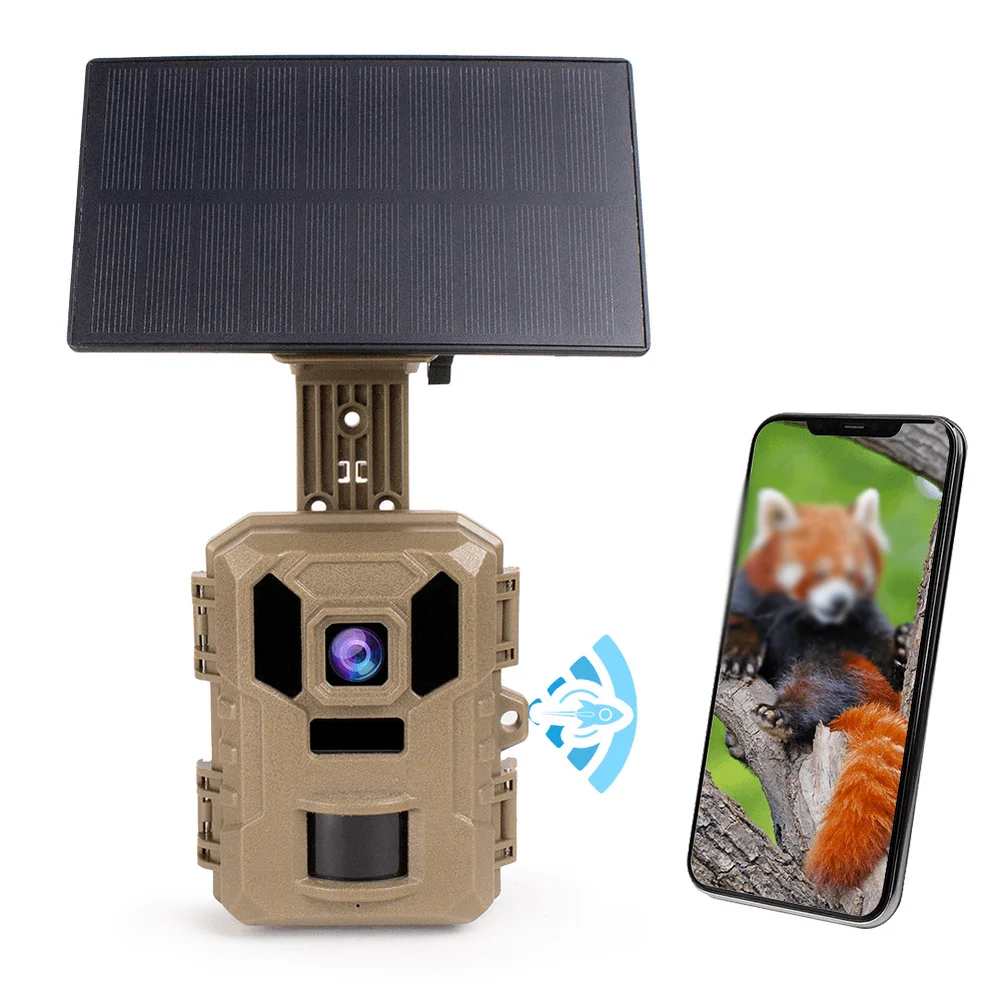 WiFi Hunting Camera Solar  Camera 4K 6400W WiFi Wildlife Hunting Camera IP66 Waterproof For-Night Vision Camera Tool