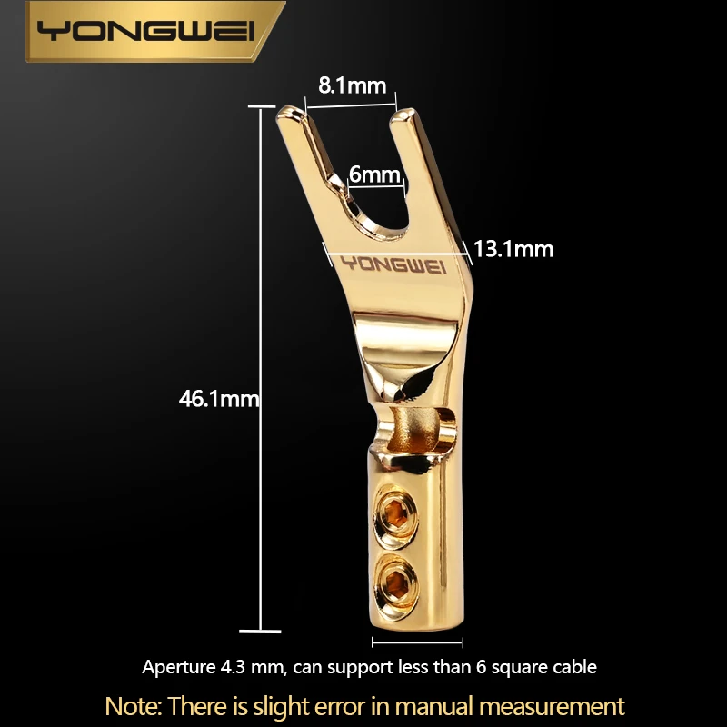 YONGWEI النحاس Y-التوصيل مطلي بالذهب مطلي بالذهب U-موصل المتكلم مكبر الصوت كابل الصوت لحام Y-التوصيل #4