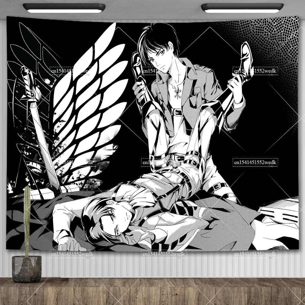 Eren Jaeger Freedom Tapestry Wall Hanging Japanese Anime Tapestry Dorm Background Cloth Aesthetic Party Backdrop Room Decor