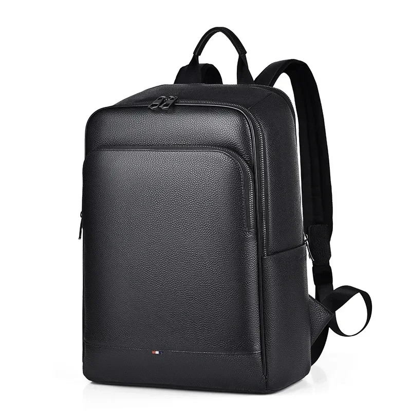 2025 New Luxury Brand Real Genuine Leather Men Backpacks Korean Student Backpack Boy Luxury 15.6 Inch Computer Laptop Bag