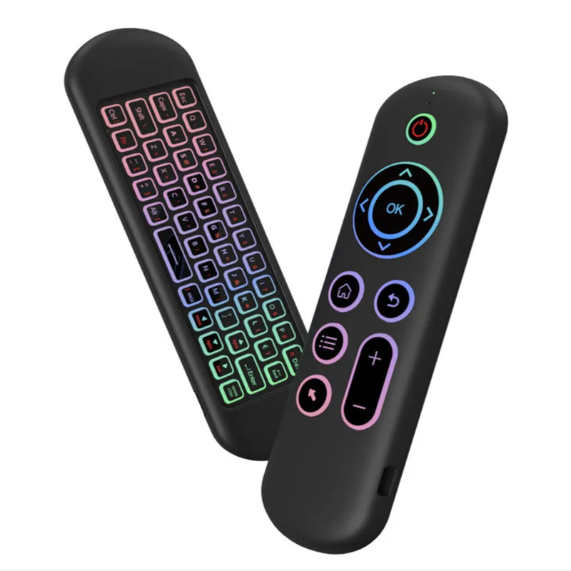 M5 Air Mouse Fernbedienung Gyroskop 7-farbige Mini-Tastatur mit Hintergrundbeleuchtung Dual Mode 2,4 G BT5.2 Wireless für Android Smart TV Box PC – Detail 7