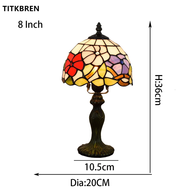 Tiffany Stained Glass Table Lamps Creative Baroque Mediterranean Rose Sun Flower Morning Glory Shade Bedroom Beautiful Lighting