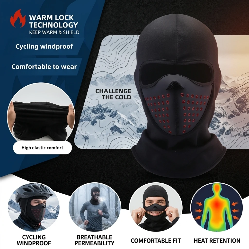 Motorcycle Riding Mask Wind Protection And Warmth Breathable Full Face Mask Balaclava Hat Scarf Hood Moto Biker Wind Cap