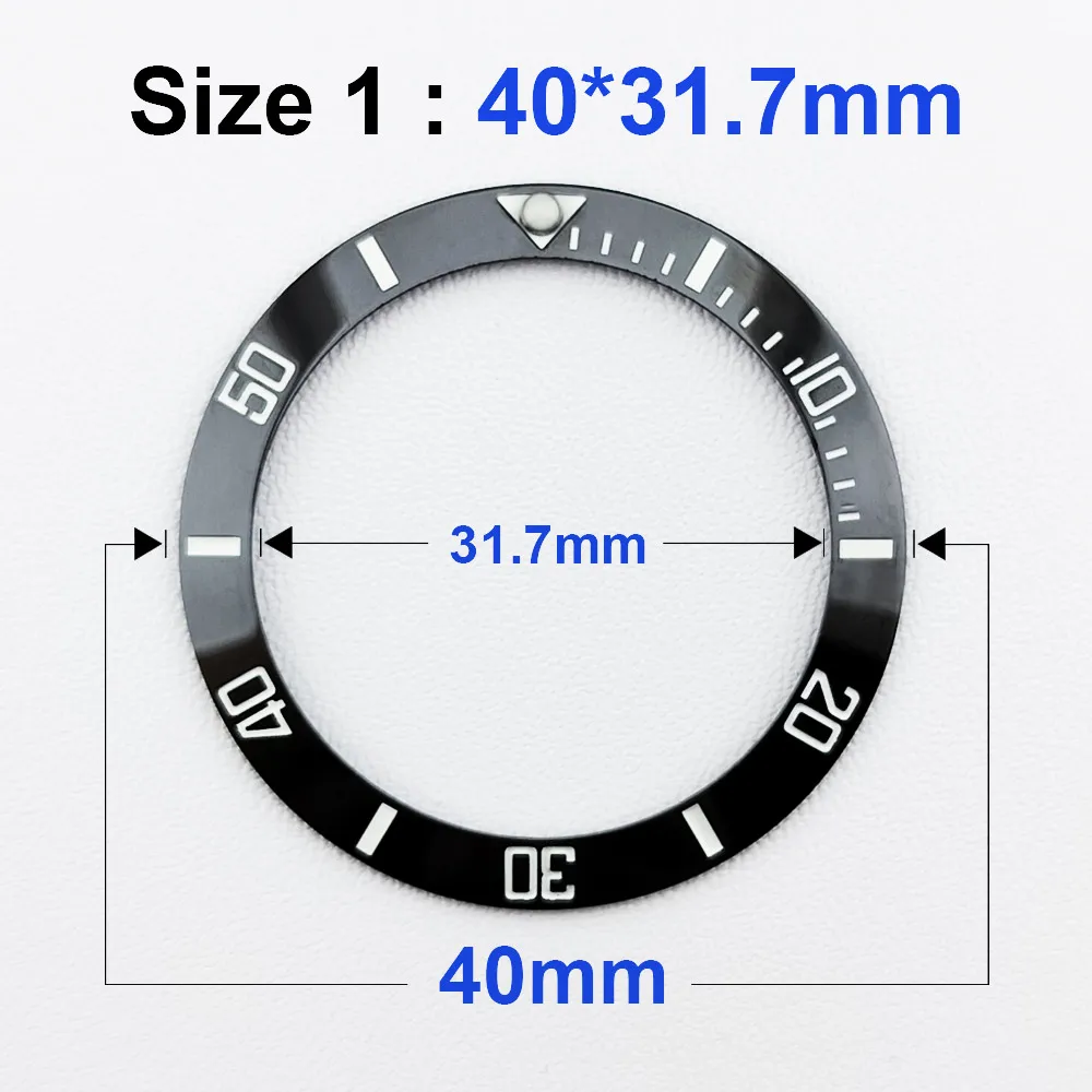 Hochwertige, schräge, leuchtende Keramik-Lünetteinsätze 40-31,7 mm und 38-30,7 mm für Uhrengehäuse, Uhrenzubehör und -teile – Detail 5