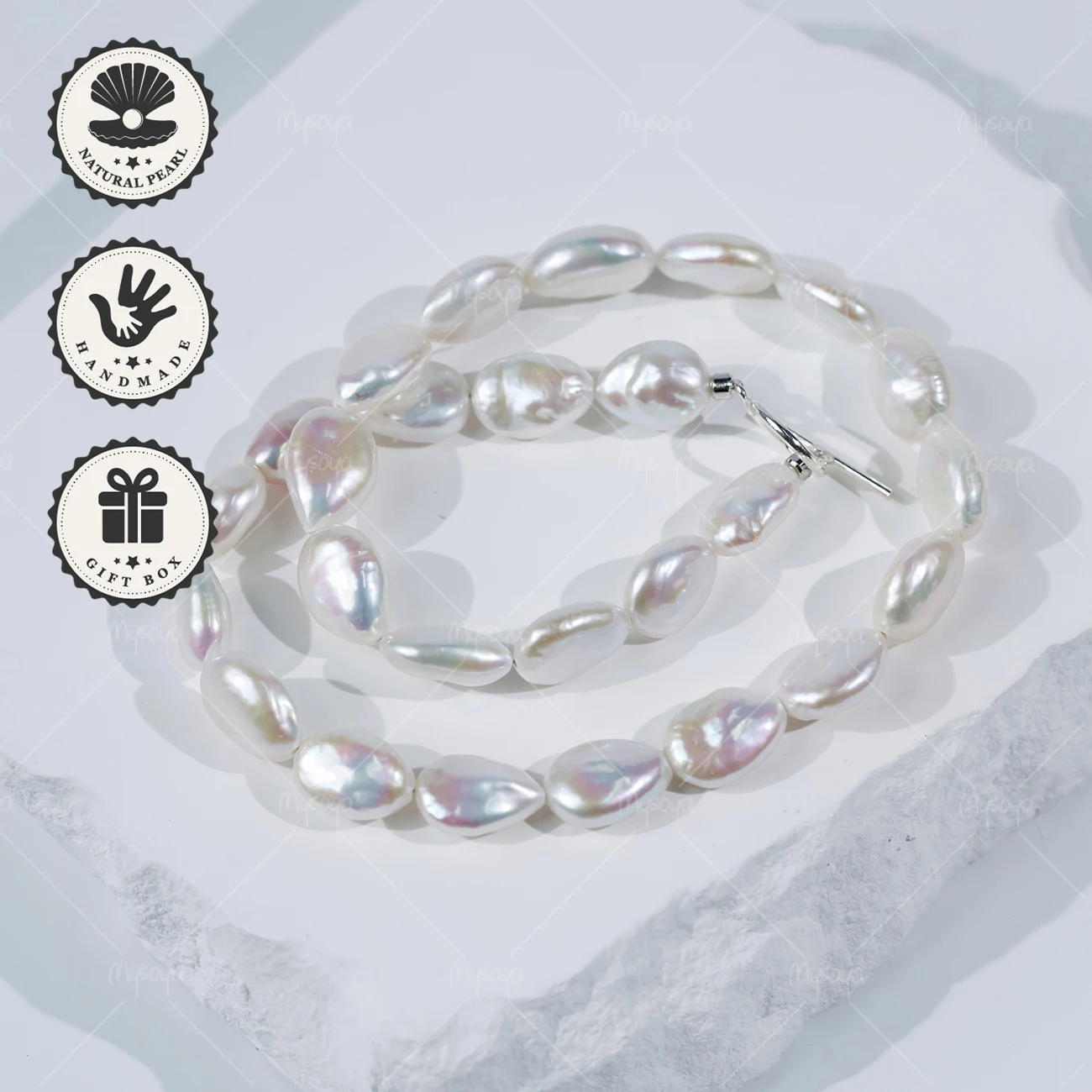 

Ожерелье MYSOYA из пресноводного жемчуга барокко с эффектом авроры, 10-12 мм, с застежкой из серебра S925, подарок на день рождения, День святого Валентина
