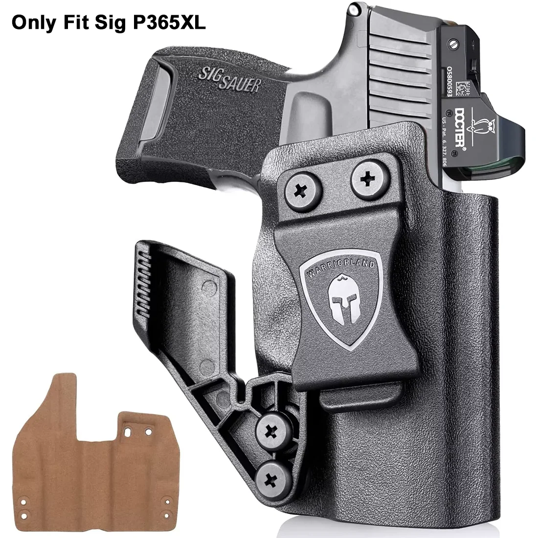sig-p365xl専用、iwbカイデックスホルスター、光学機器用カット＆クロウ付きレザー内装タクティカルホルスター、右利き用