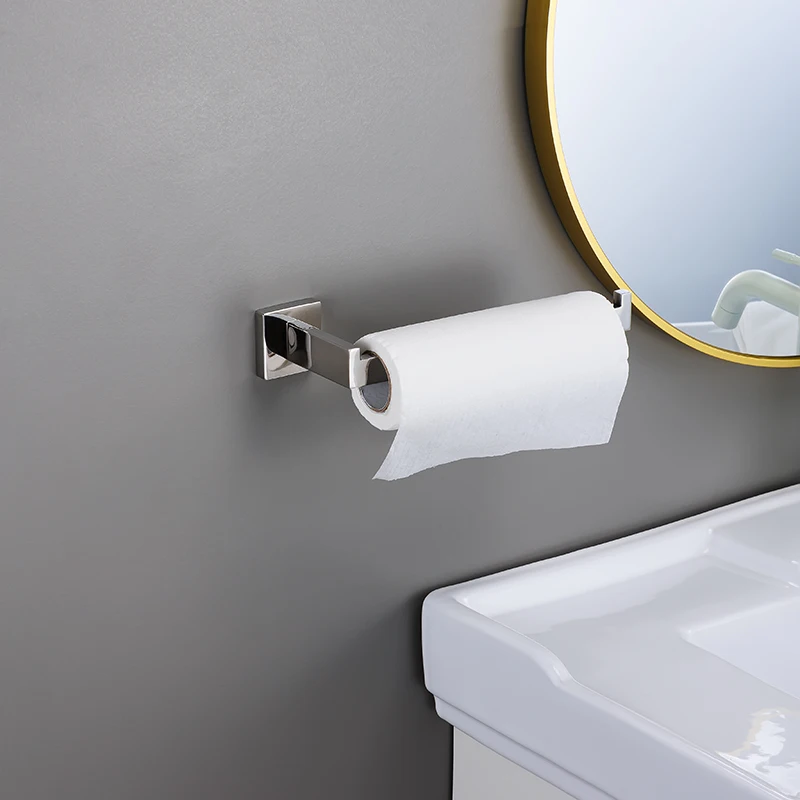 Juego de accesorios de baño de lujo, estante plateado brillante, gancho para bata, colgador, toallero, soporte de papel higiénico de acero inoxidable