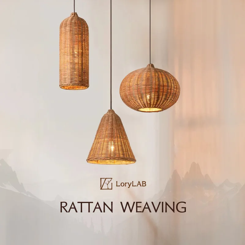 

Handmade Rattan weaving, Wabi-sabi Modern Simple style, Pendant light for Living room, Bedroom, Dining room, island, Study