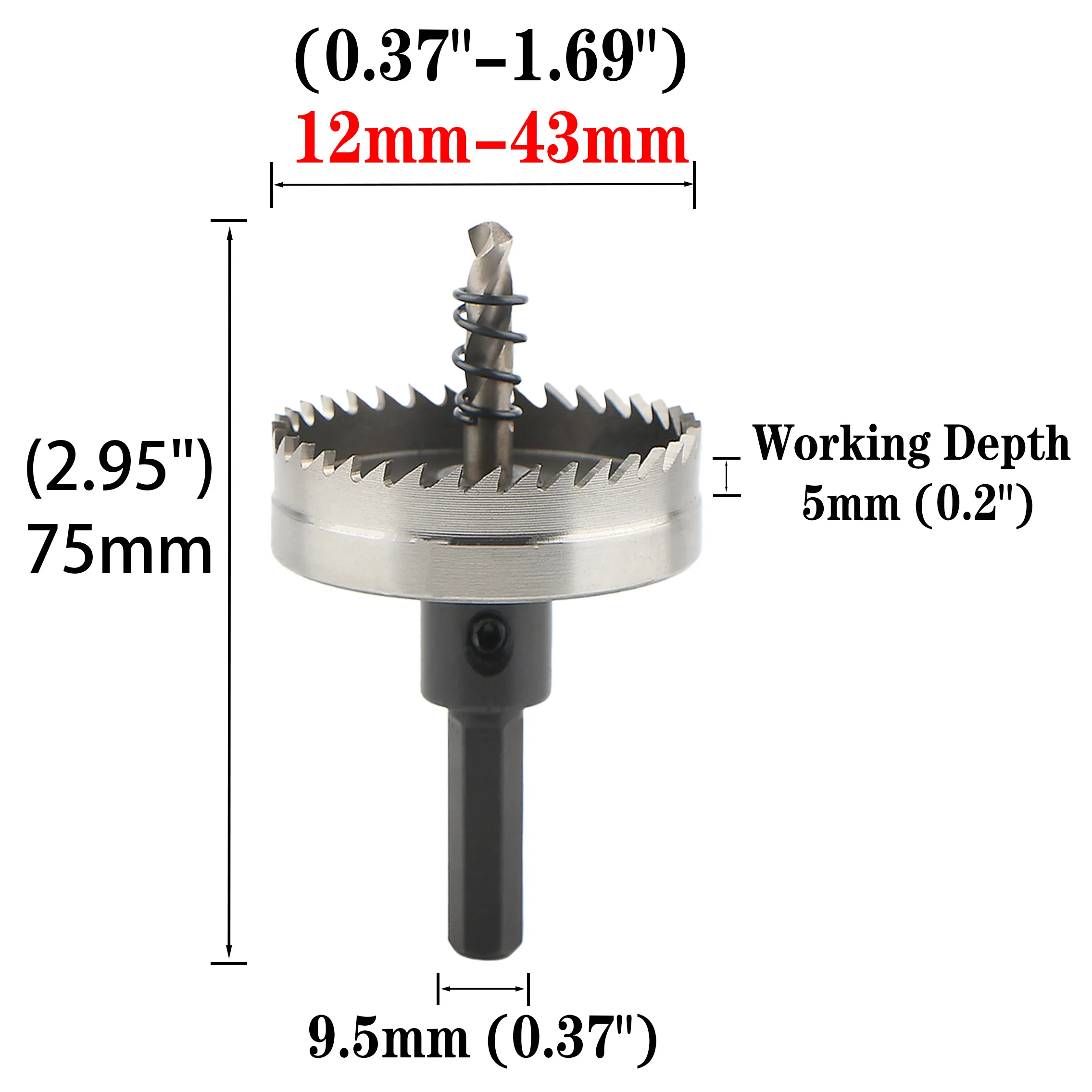 レイゼン HSS-4341 六角軸高速鋼ドリルビット 12-60mm ホールソーセット 薄い金属、ステンレス鋼、プラスチック、PVCに対応