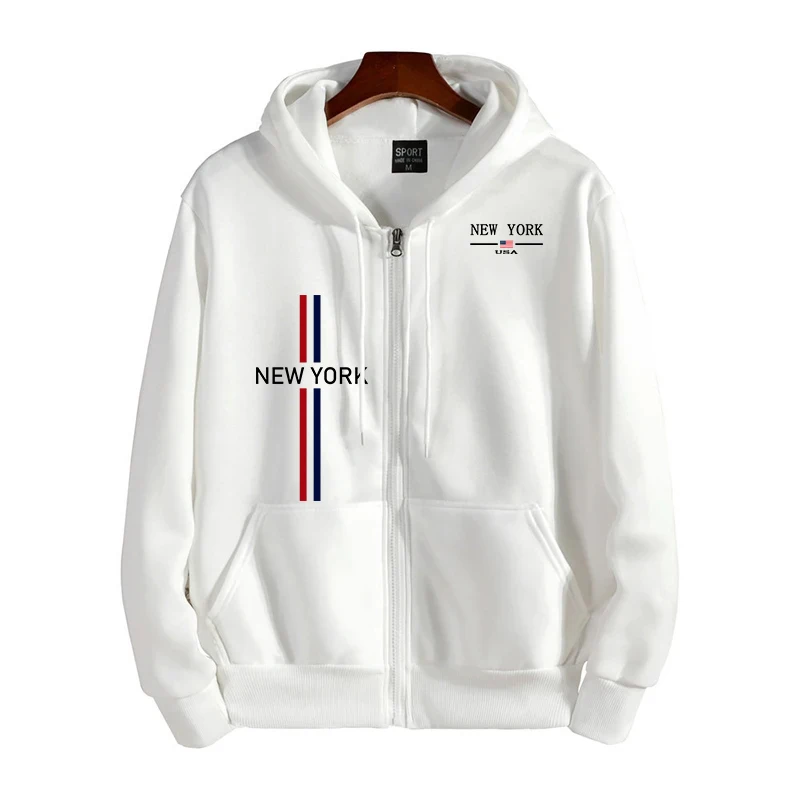

New York Fashion Zipper Jackets Men's All Season Casual Sport Hooded Sweatshirts 2025 Male Home Outdoor Comfortable Nice Hoodies