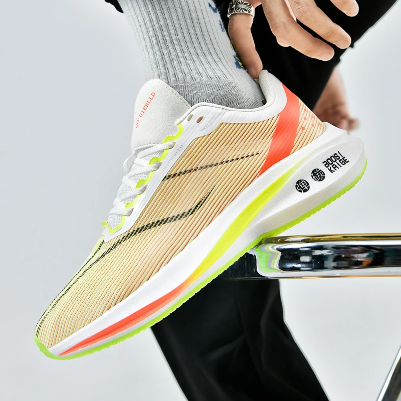 

Sports and leisure shoes, men's shoes, marathon oversized air cushioned shoes, fly woven all season rubber, wear-resistant, anti