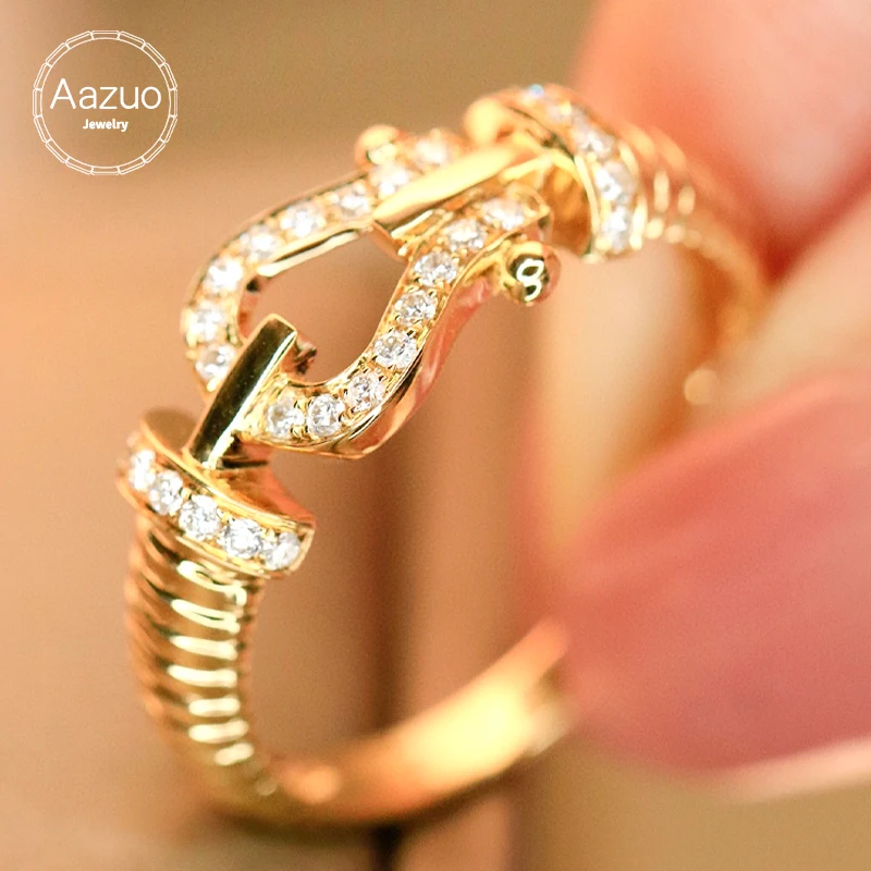 

Aazuo Fine Jewelry 18K Yellow Gold Real Diamonds 0.18ct Fashion Ring Gifted For Woman Deluxe Banquet Fashion Jewelry Au750