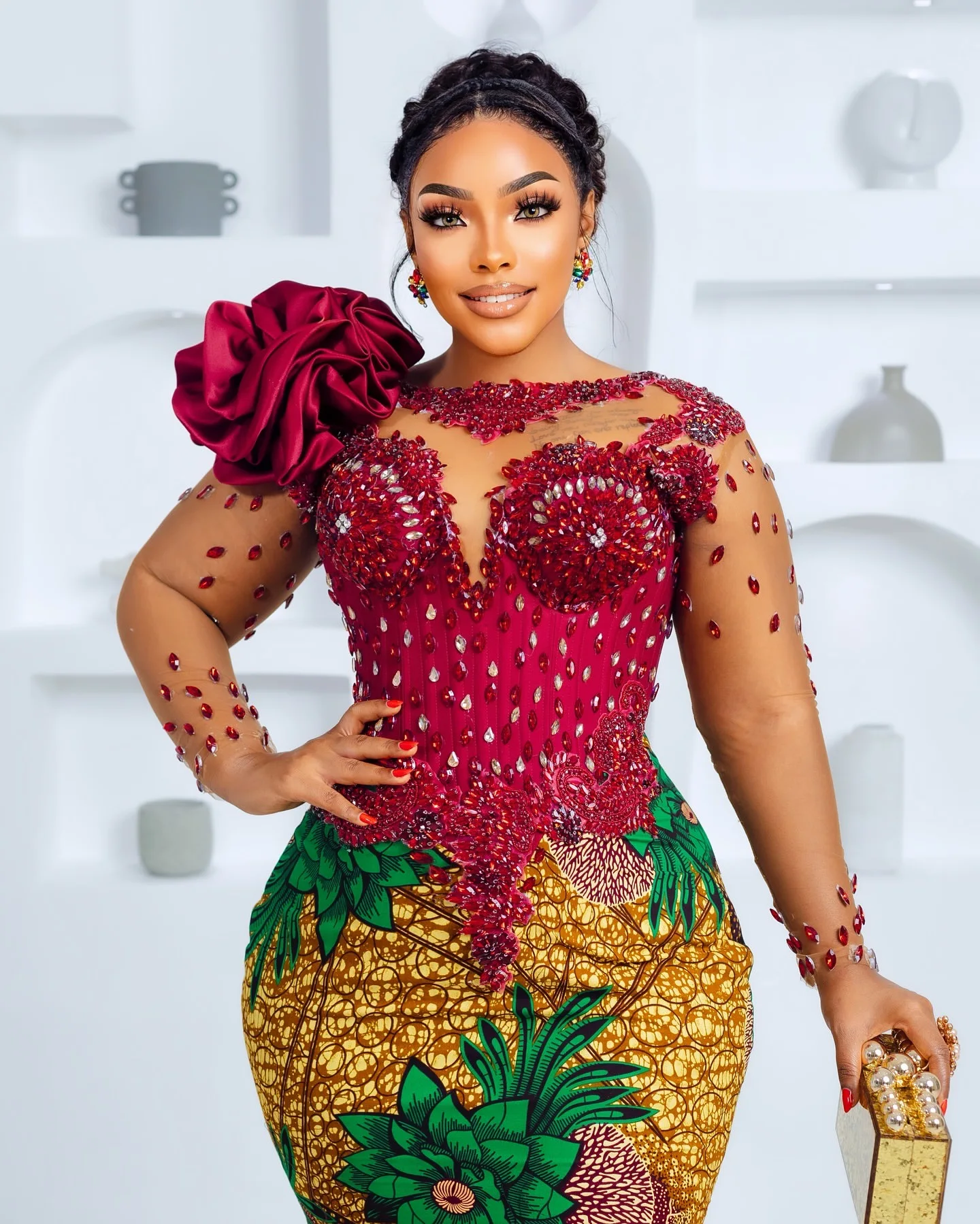 عنابي حورية البحر الأفريقية 2025 فساتين لحضور الحفلات الموسيقية كريستال الزهور مطرز مطبوعة مساء حفلة رسمية فساتين عيد ميلاد