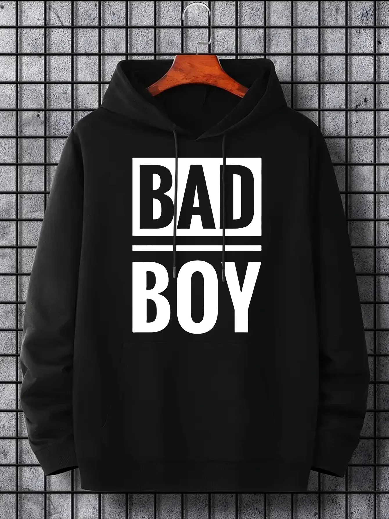 100% polyester bad boy print fashionable casual men\'s hoodie