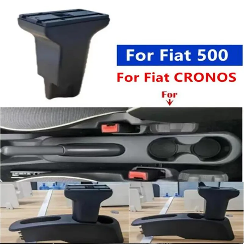 Für Fiat 500 Armlehnenbox für Fiat CRONOS Auto-Armlehnenbox Doppelschichtige Aufbewahrungsbox Getränkehalter Nachrüstung Innenraum Auto-Zubehör – Detail 3