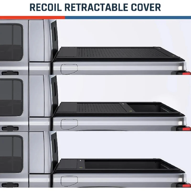 Retractable Low Profile Tonneau Cover Aluminum Alloy Waterproof Soft Truck Bed Accessory