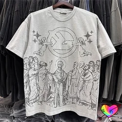 2024 White Grey Jesus Tee Men Women Angel T-shirt Oversize Fit Star Tops Spring Summer Short Sleeve