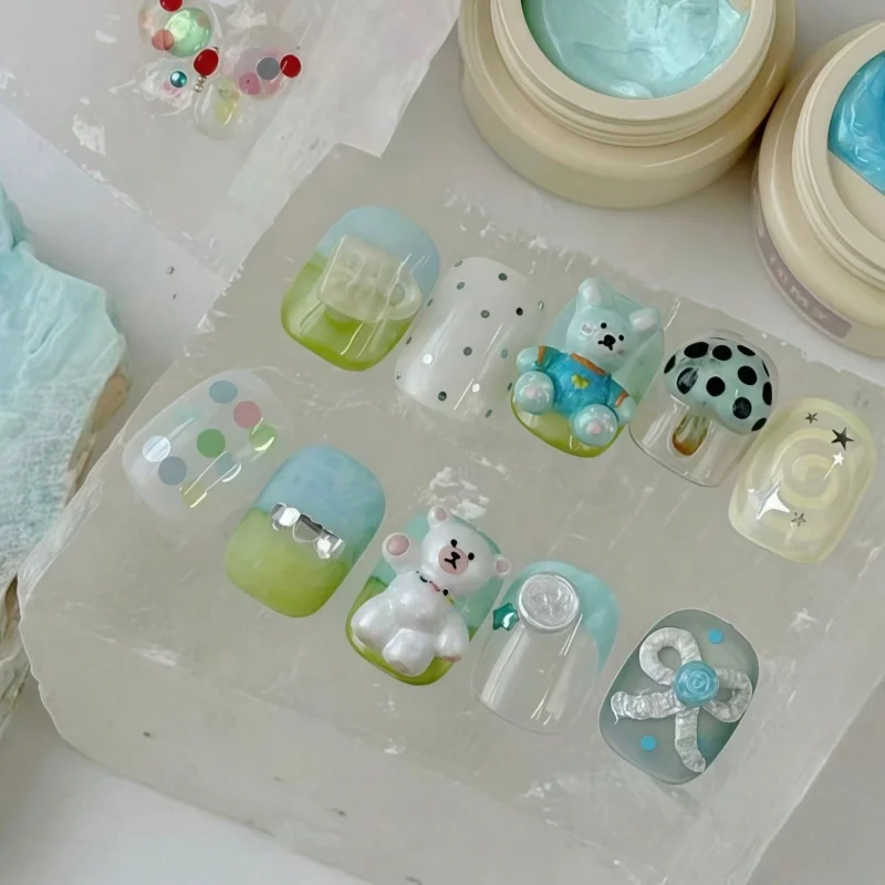 Cartoon Ice Transparent Bear Rabbit Butterfly 3D Silicone Nail Art Mold Creative DIY Artistic Essential Tool for Nail Artists