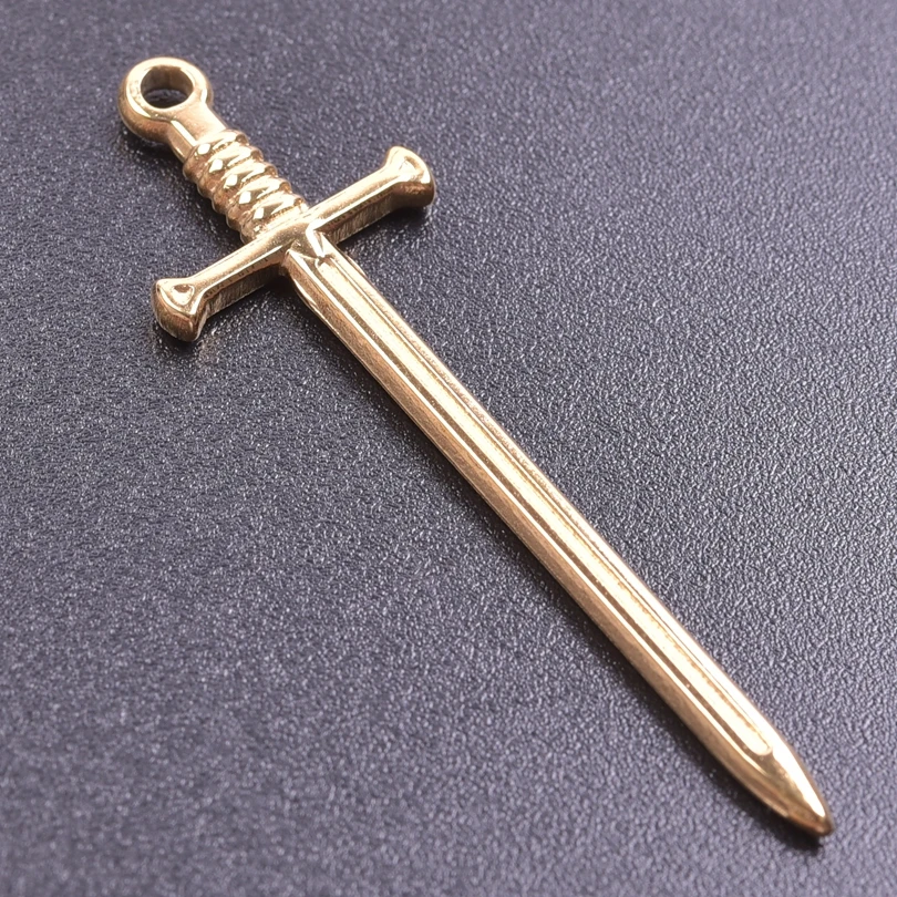 10pcs/Lot Long Sword Charms For Jewelry Making Supplies Weapons Pendant Stainless Steel Pendants Wholesale DIY Handmade Material