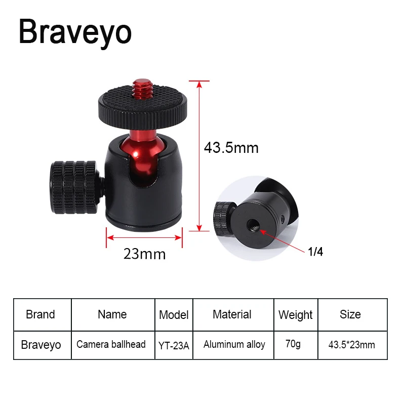 Tripod Camera Metal Mini Ball Head Handheld  Extension Rod Bracket Photography Accessories Ballhead for the tripod of DSLR