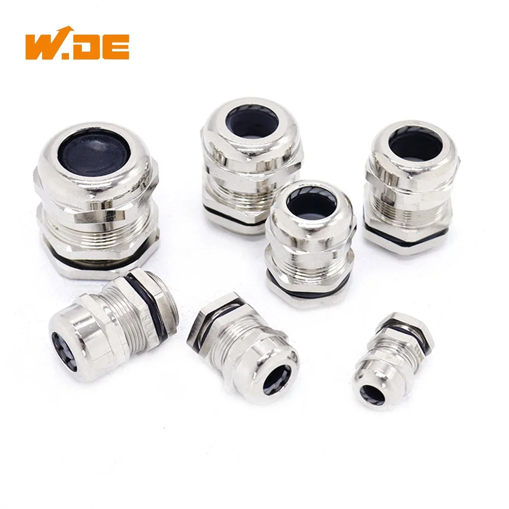 1piece Waterproof Cable Gland Connector IP68 Nickel Plated Brass Metric Cable M8 M10 M12 M14 M16 M18-M36 Fit 18-25mm For 4-8mm