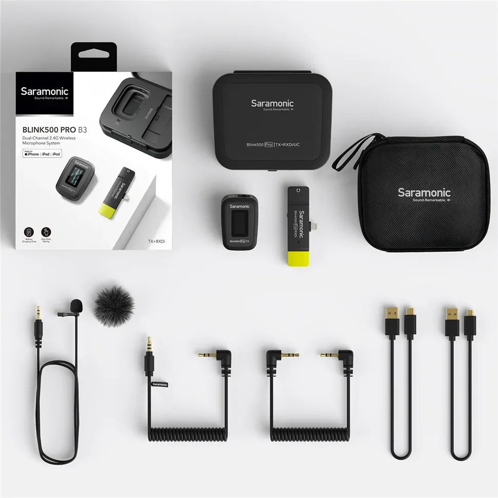 Saramonic Blink500 Pro B3 B4 B5 B6   compact 2.4 GHz Dual-Channel Wireless Microphone for IOS Android Smartphone Vlog Record