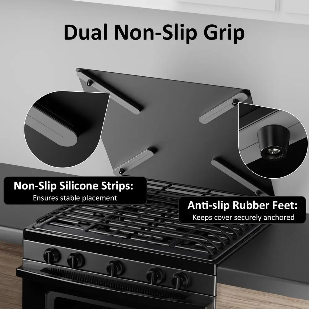 アルミニウム製RVコンロカバー - 19.6インチ x 17インチ 滑り止めガスバーナーボード、収納と整理を強化、キャンピングカーキッチンに必須