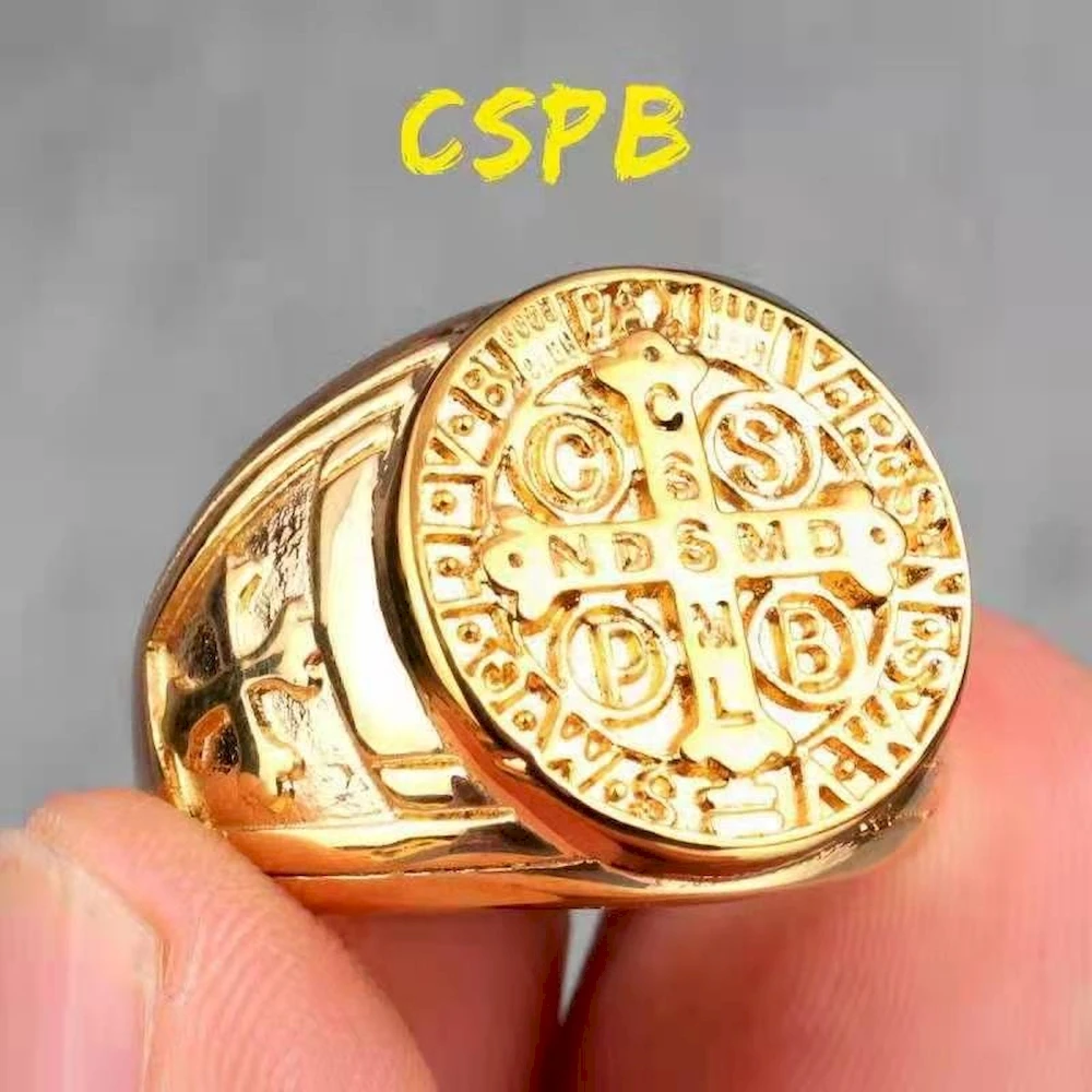 7/8/9/10/11/12/13/14/15 Stainless Steel Men Letter CSPB Cross Male Punk Ring Drip Oil Multi Size Waterproof Finger Jewelry