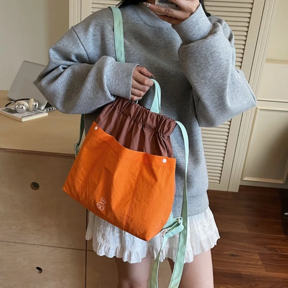 

Рюкзак из нейлона с множеством карманов, контрастная сумка через плечо, холщовая сумка через плечо, сумка-ведро, женская сумка большой вместимости, офисная сумка