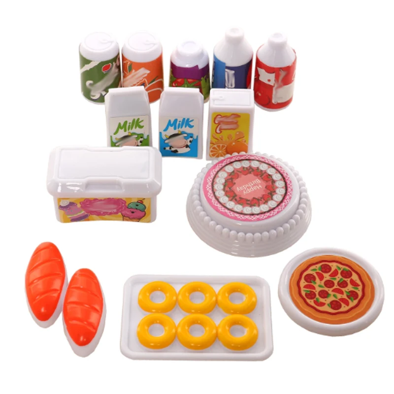 Mini cocina de casa de muñecas para Barbie, juego de cena de 43 piezas, tenedor, plato, Pizza, sopa, vajilla, juguetes bonitos para niños,