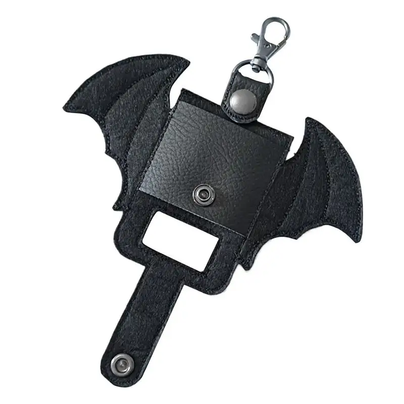 Inhaler Holder Keychain Storage Bag Inhaler Holder Halloween Bat Wing Storage Organizer PU Leather Inhaler Pouch Inhaler Bag