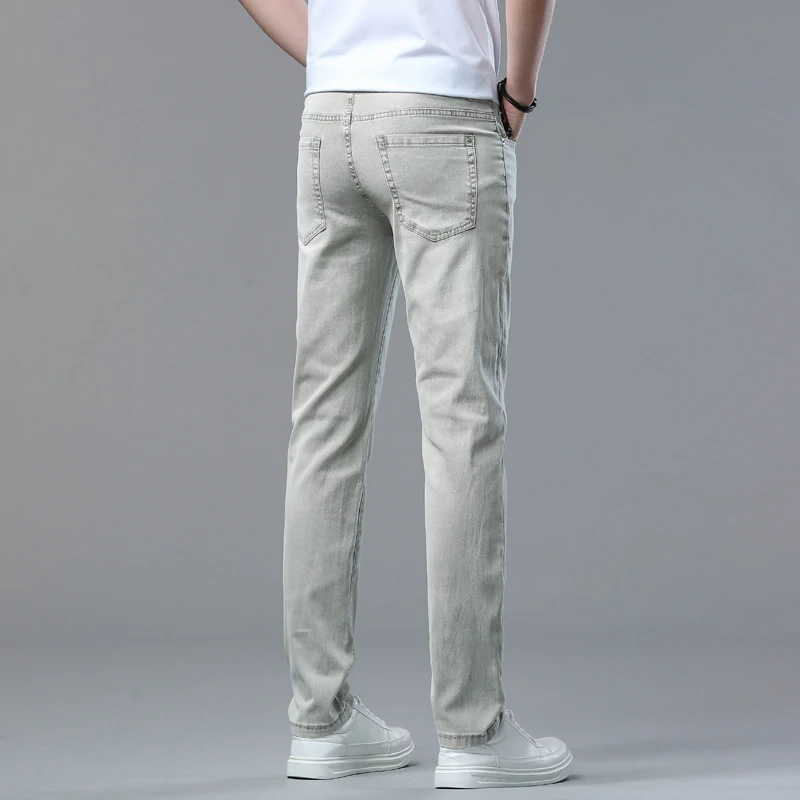 Stretch Slim Jeans Men\'s Thin Fashion Simple High-End Men\'s Clothing 2024 Summer New Skinny Trousers