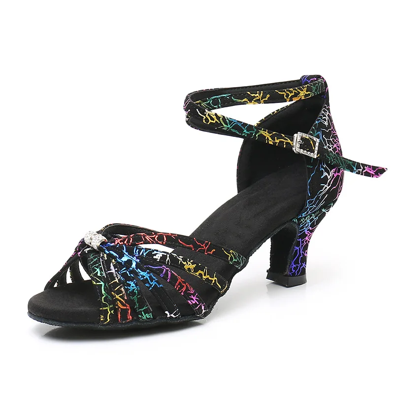 Zapatos de baile latino para mujer, zapatos de baile de tacón alto para interiores con fondo suave, zapatos de baile para adultos de tacón medio