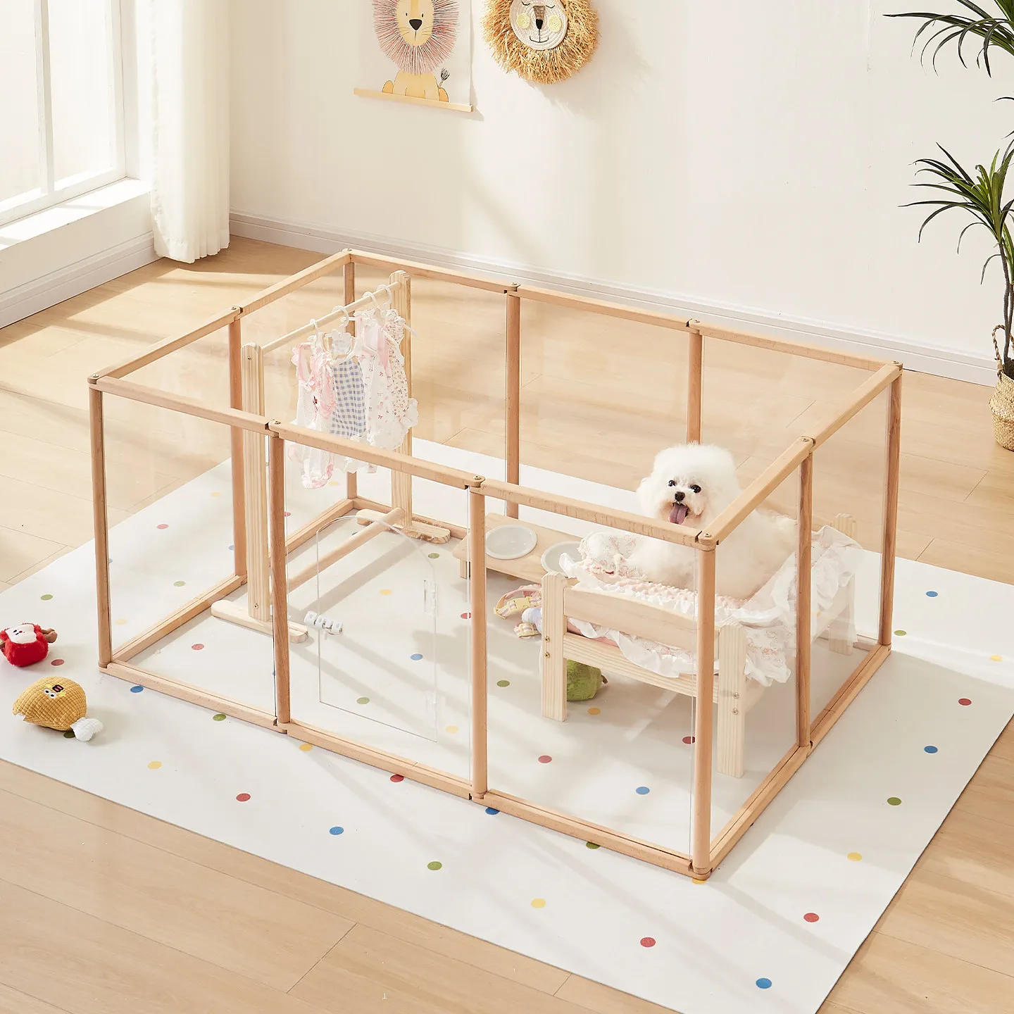 

Outdoor Wooden Dog Fence Extendable Equipment Accessories Grating Dog Fence Oversized Supplies Rejas Para Mascotas Home Decor