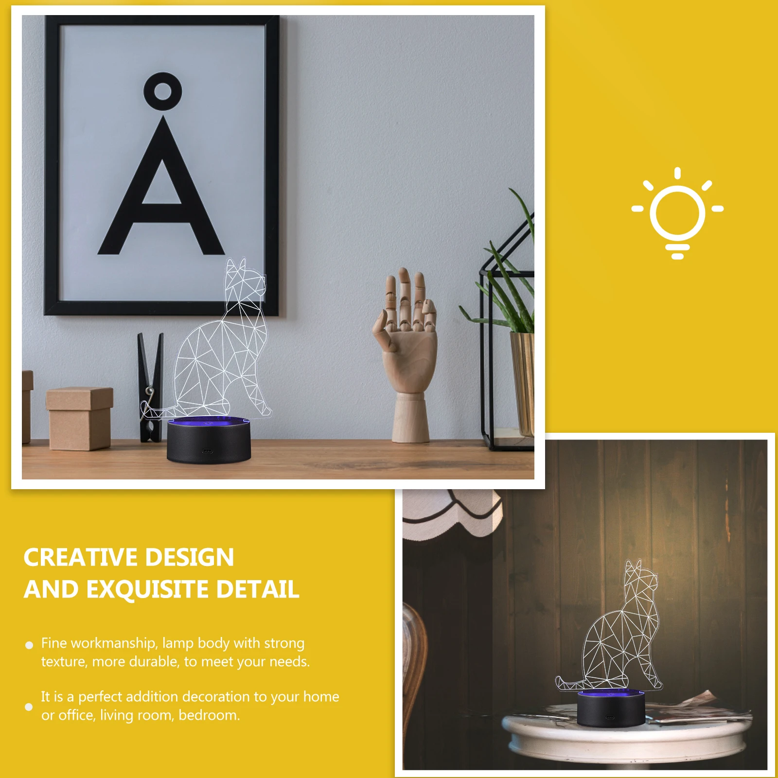 

1pc Touch Control Cat Night 3D Design Decorative Lamp For Party Home Festival Romantic Atmosphere Vivid Unique Light Bedroom