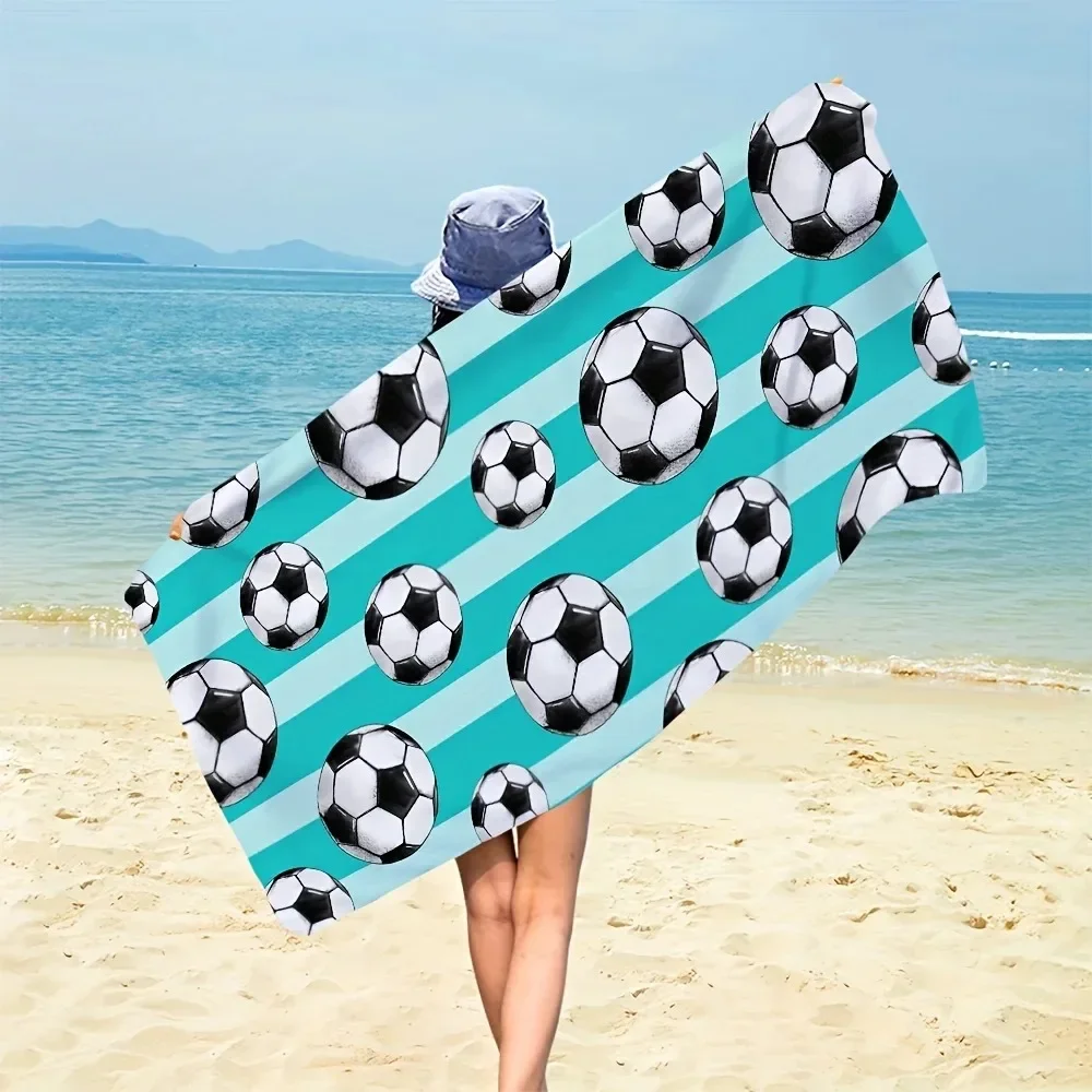 

Soccer-Themed Quick-Dry Beach Towel - Lightweight, Fade-Resistant & Durable Microfiber, Perfect for Beach & Pool