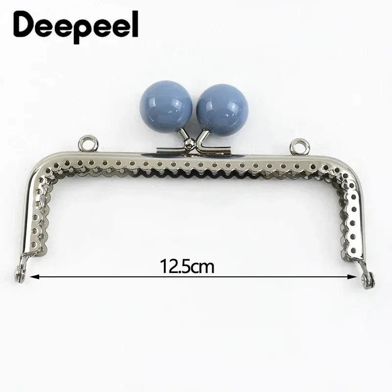 2/5/10Pcs Deepeel 12.5cm Metal Purse Frame Bag Handle Colored Bead Women Handbag Kiss Clasp DIY Sewing Brackets Bags Accessories