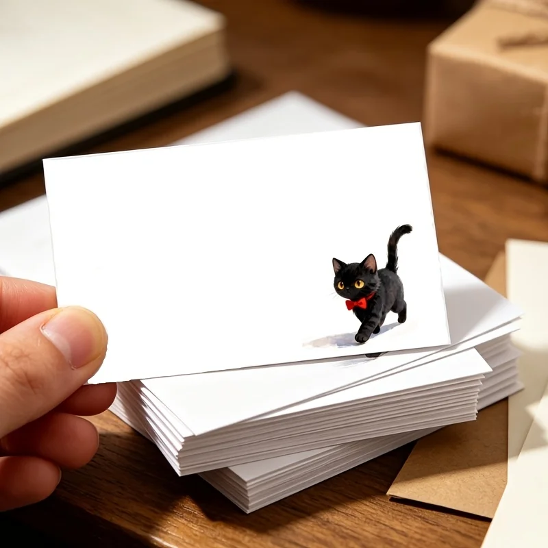 60pcs Black Cat Message Cards, Suitable for Birthday, Congratulations, Blessings, and Thank You Messages