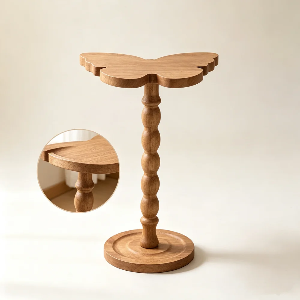 Solid Wood Side Table Nordic Creative Small Round Table Living Room Sofa Corner Table Bedside Nightstand Natural Wood Color