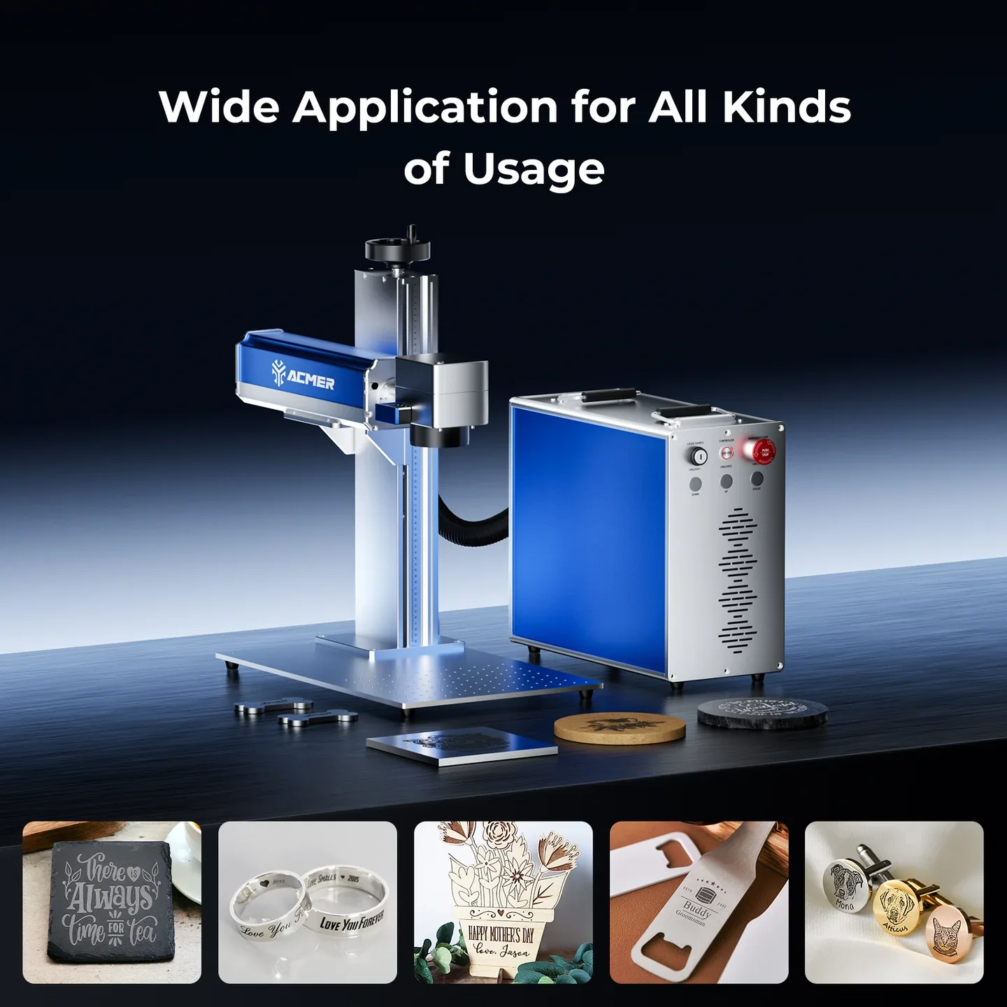 ACMER SM Best Budget Fiber MOPA Split Laser Marking Machine, Take the laser to the work, Mark large or oversized parts with ease
