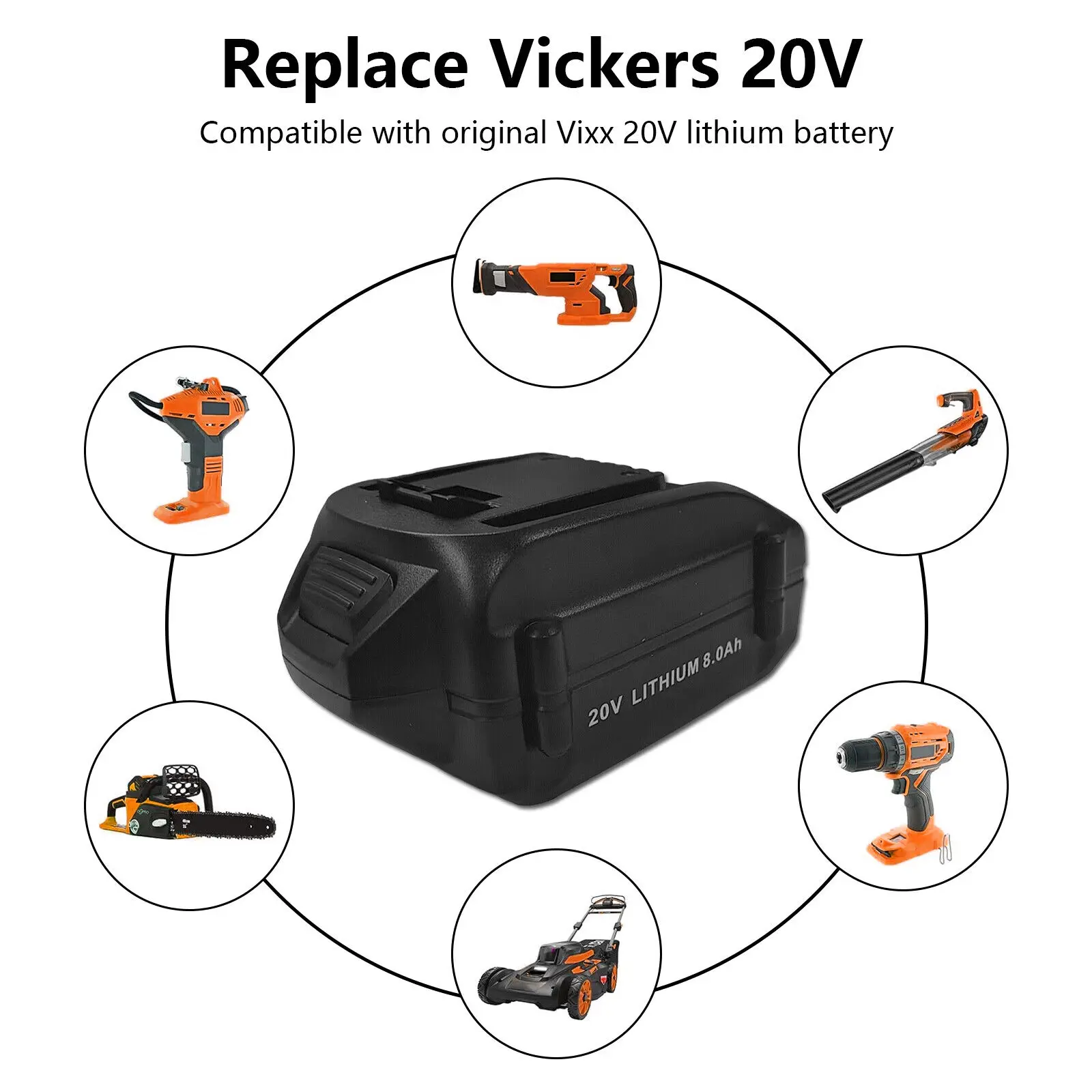 100% Brand-new 20V 8000mAh For WORX WA3016 WU279 WU294 WU362 WU388 WU629 WU808 Power Tool Battery