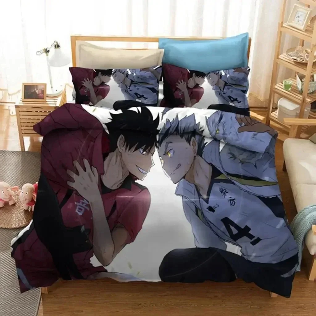 

3D Cartoon Anime Haikyuu Bedding Set Volleyball Boys Printed Bed Set Duvet Cover Pillowcase Linen Sheet Quilt Cover Queen Size