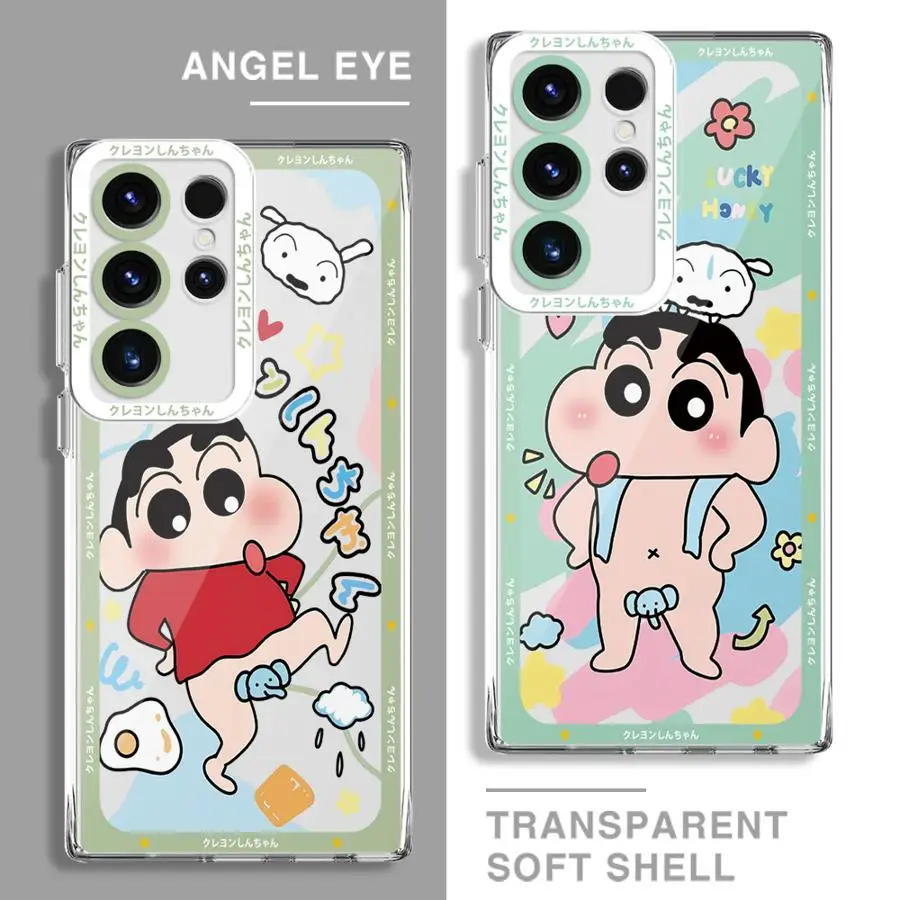 Casing ponsel Samsung Galaxy S24 Ultra S20 FE S21 S22 Plus S23 Ultra 5G S23 FE Note 20 Ultra Crayon Anime ShinchanS jernih lembut