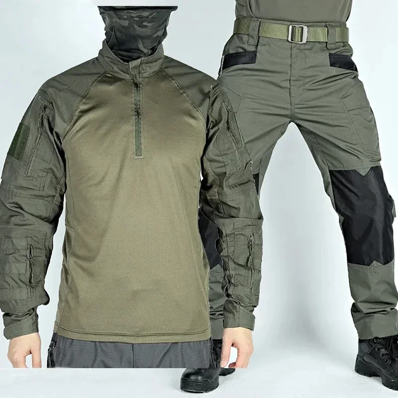 Tactical Hunting Suit Outdoors Training Durable Breathable Camo Set Waterproof Quick Drying Hunting Combat Two Piece Set