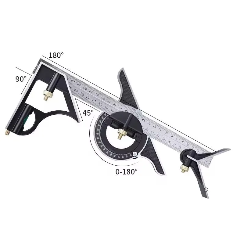 Movable Angle Ruler 90-degree Stainless Steel Ruler Multi-functional Horizontal Universal High-precision Combination Angle Ruler
